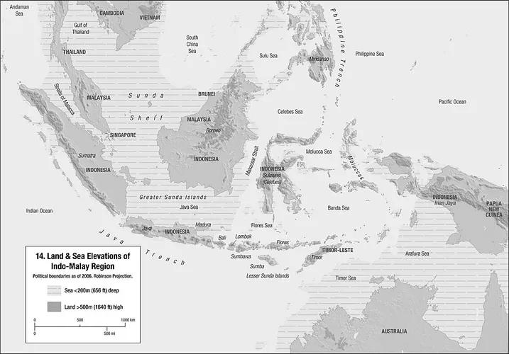 Land & Sea Elevations of Indo-Malay Region