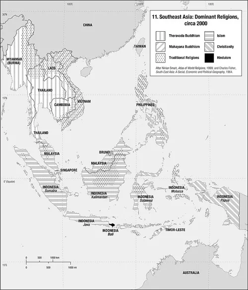Southeast Asia: Dominant Religions, circa 2000