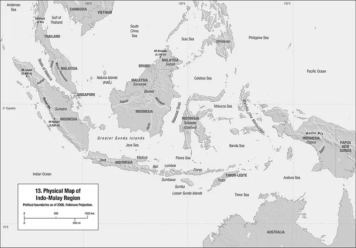 Physical Map of Indo-Malay Region