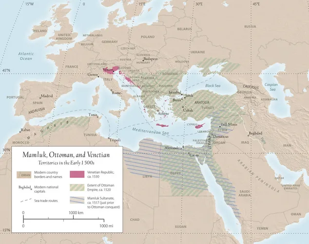 Mamluk, Ottoman, and Venetian Territories in the Early 1500s