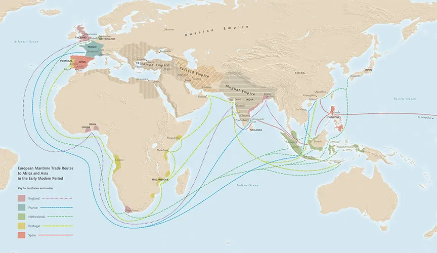 European Maritime Trade Routes to Africa and Asia in the Early Modern Period (endpaper)