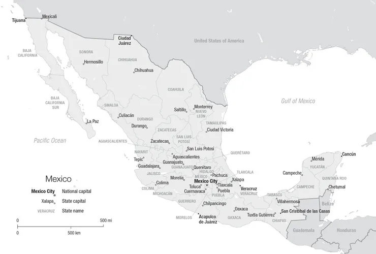 Polical map of Mexico