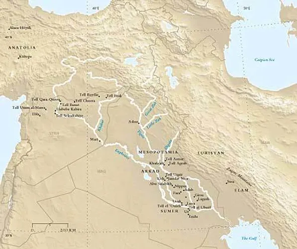 Map of the Near East during the Late Uruk and Early Dynastic periods.