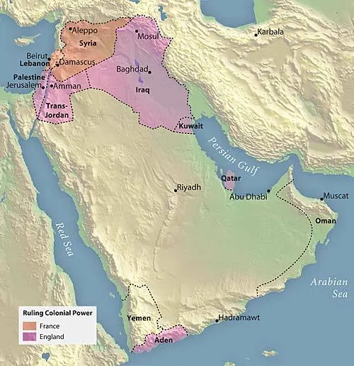 Colonial powers on the Arabian peninsula.
