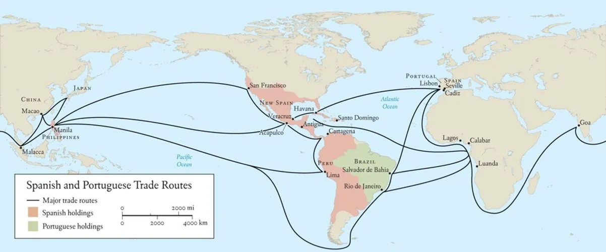 Spanish and Portuguese trade routes